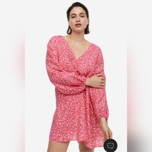 H&M floral pink A-line dress size L large